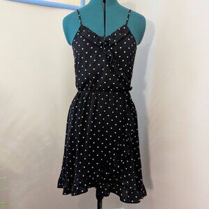 Polka dot spaghetti strap dress with wrap detailing